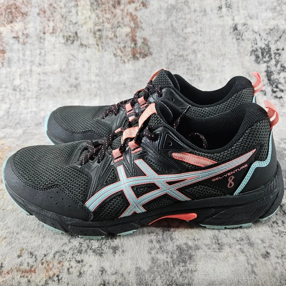 Asics Gel Venture 8 Sneakers Womens 10 Black Aqua Trail Running Shoes‎ 1012A708